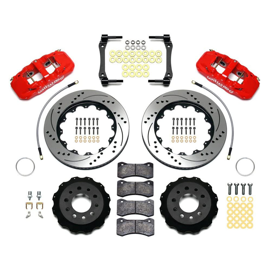 AERO4 Wilwood Rear Kit 14.25in Drilled Red 2014-Up Corvette C7 w/Lines
