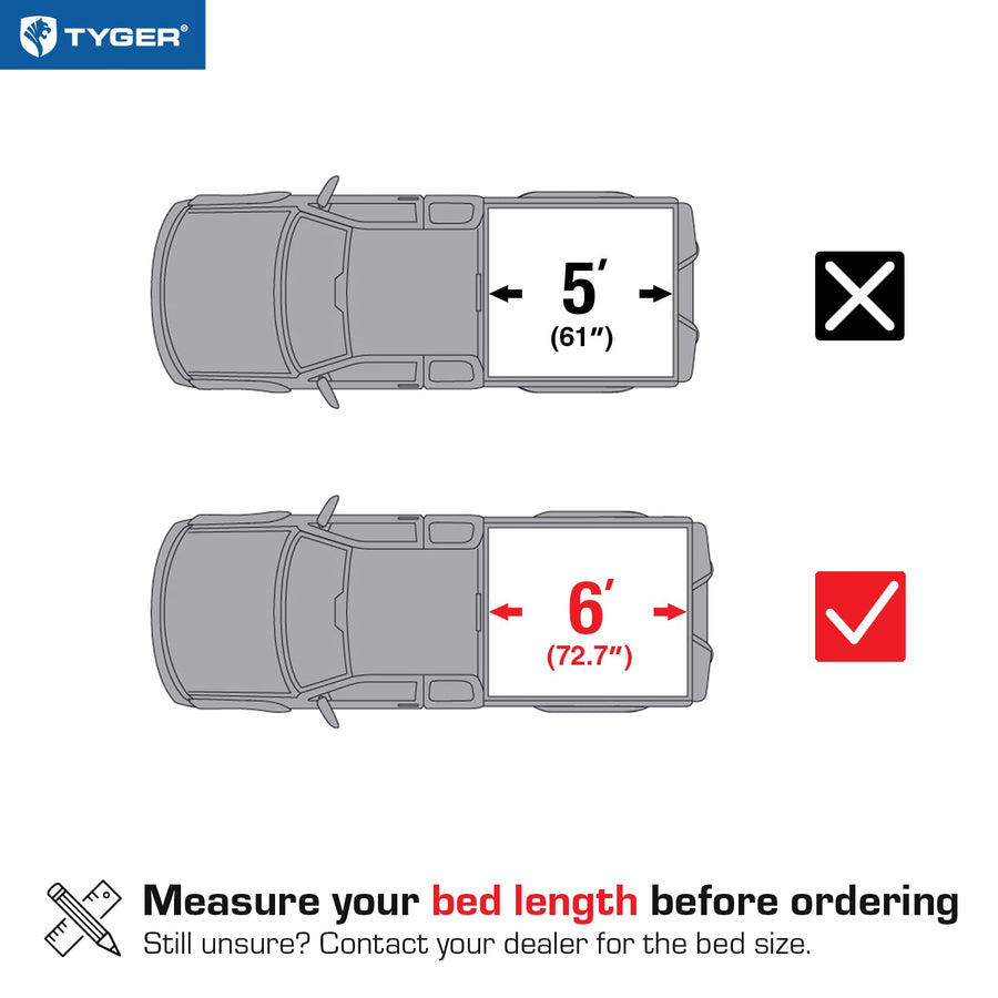 Tyger Auto T1 Truck Bed Soft Roll-up Tonneau Cover Compatible with 2019-2023 Ford Ranger | 6' (73") Bed | TG-BC1F9067