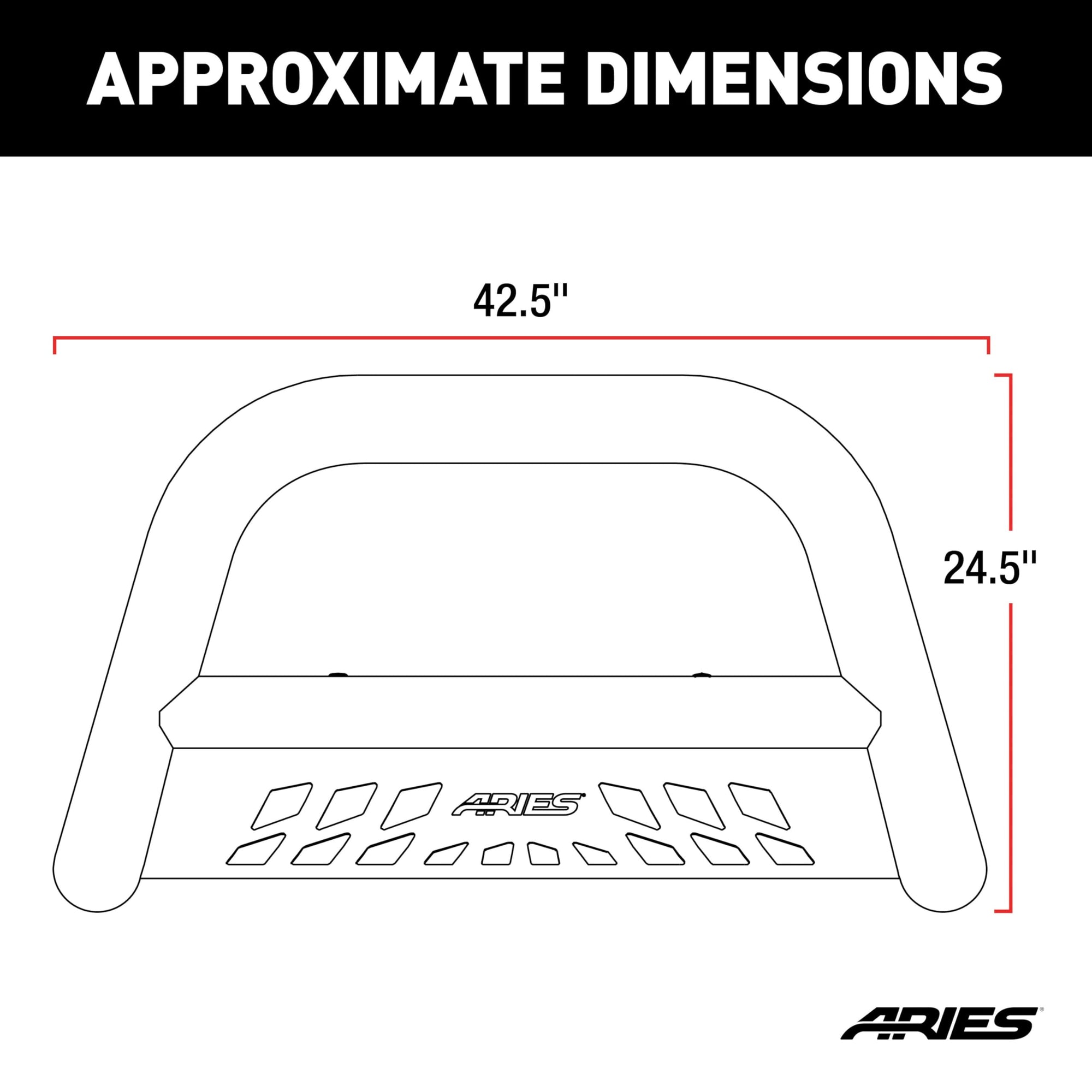 3-Inch ARIES Black Steel Bull Bar, No-Drill, Select Freightliner, Mercedes-Benz Sprinter 2500, 3500