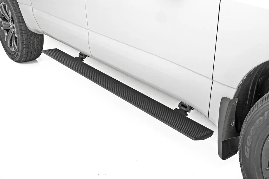 Rough Country Power Running Boards with LED Step Lights for Titan Nissan (2017-2024) - Dual Motor Electric Powerstep Board & Retractable Truck Steps