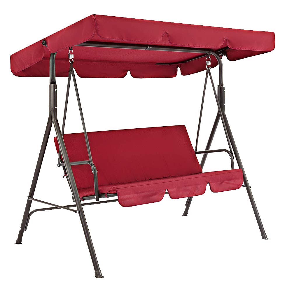 Canopy Patio Swing Seat Cover 2pcs/Set, Sunproof Canopy+Swing Seat Cover for 3 Seaters, Waterproof Sunproof Swing Canopy Replacement Cover Top and Swing Chair Protection Cover