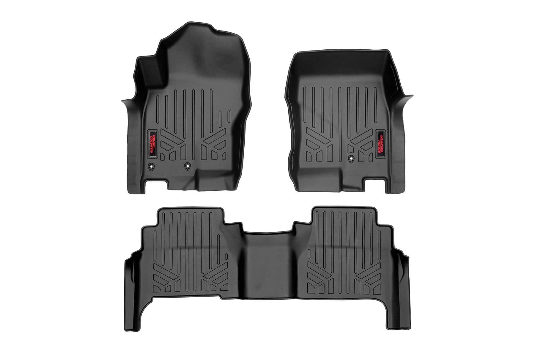 Rough Country Floor Mats All Weather for Nissan Frontier Crew Cab (2008-2021) - Non-Slip Waterproof Flexible Mat, Front & Rear Set