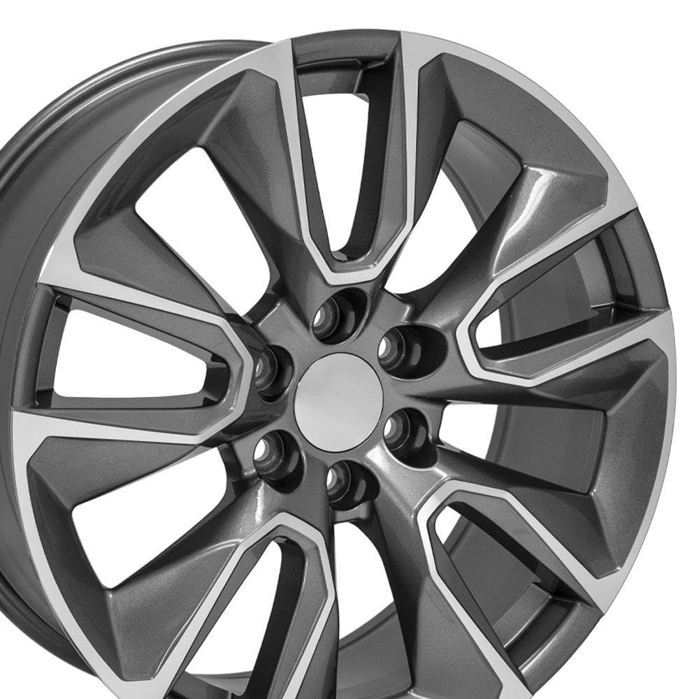 22 Inch OE Wheels CV32 Rim Fits Silverado 1500 Style 6x139.7 22x9 Gloss Gunmetal Machined - Hollander 5916 (1)