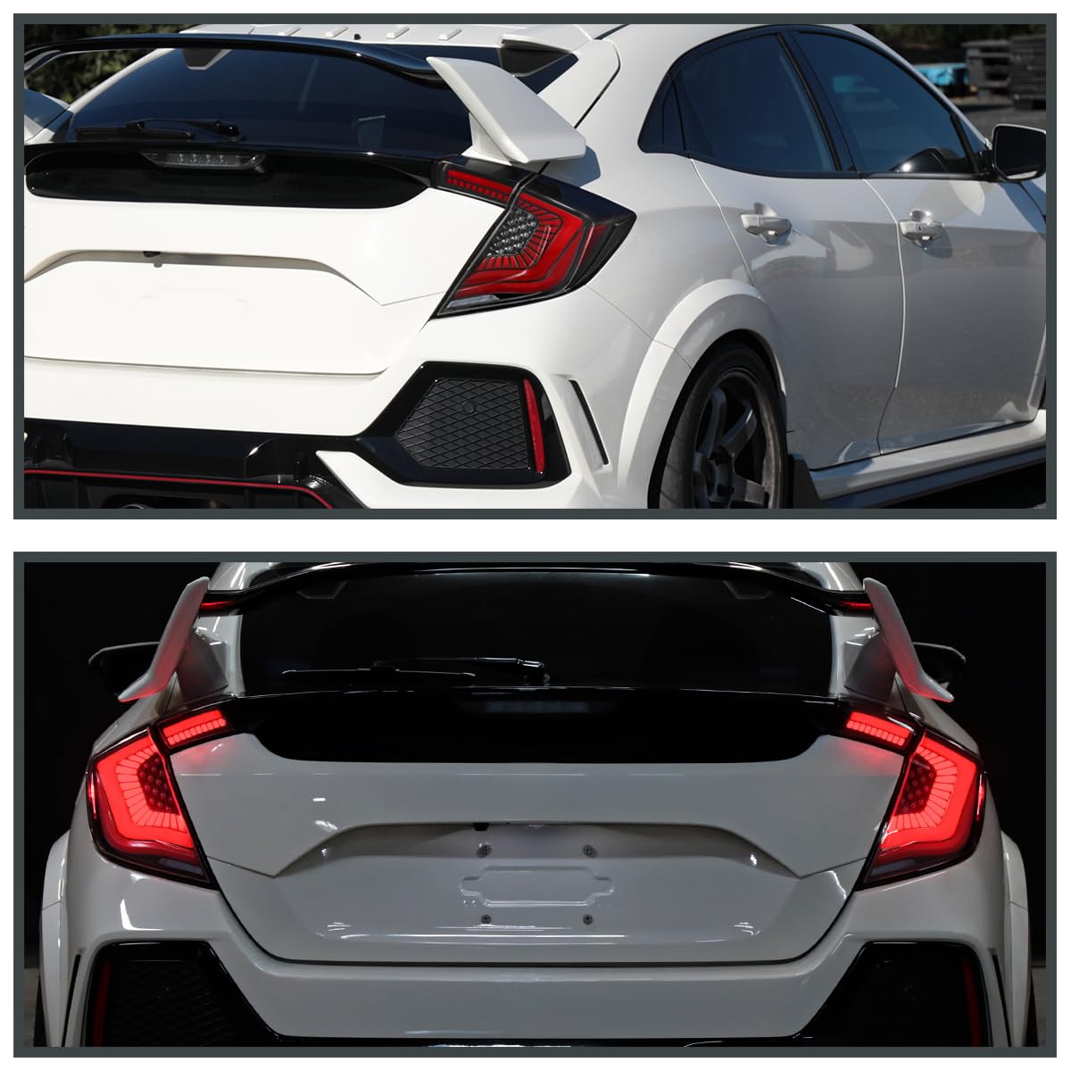 Jet Black LED Tail Lights SPEC-D TUNING w/LED Sequential Turn Signals Compatible with 2017-2021 Honda Civic Hatchback, Left + Right Pair Headlamp Assembly