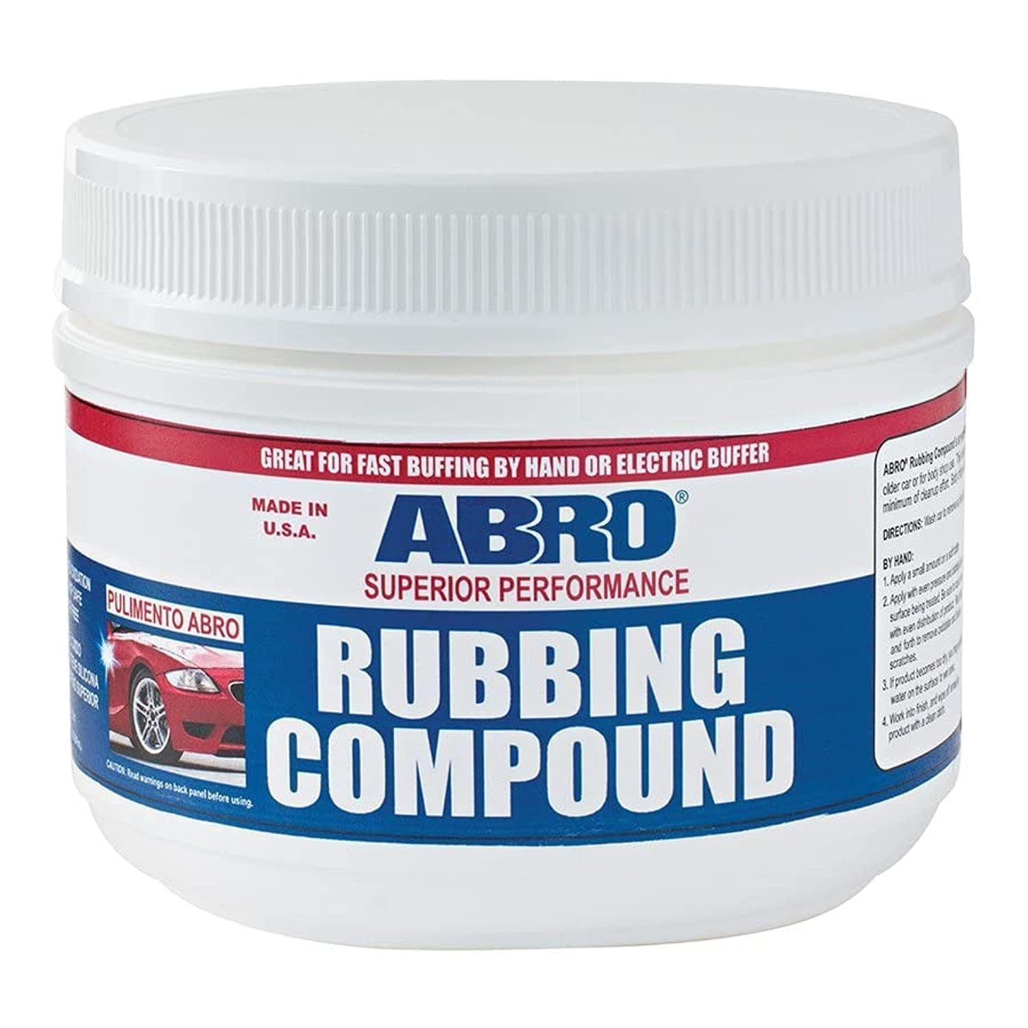 ABRO Automotive Superior Performance Rubbing Compound for Oxidized Finishes, Buff, Shine, Smooth, & Clean, Scratch Remover for Vehicles, Boats, & Bikes - 32 oz.