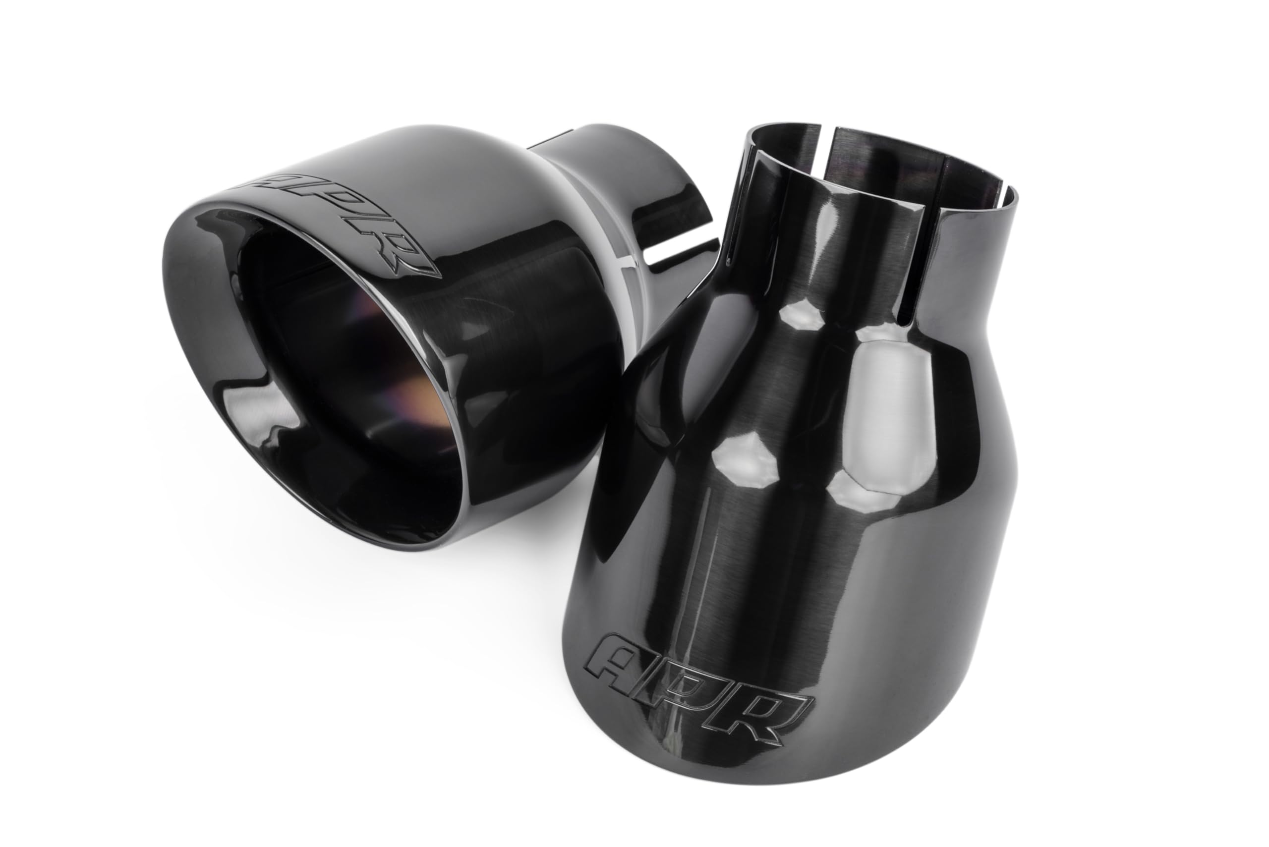 Double-Walled APR TPK0003 4 in. Slash-Cut Tips Polished Diamond Black - Set of 2
