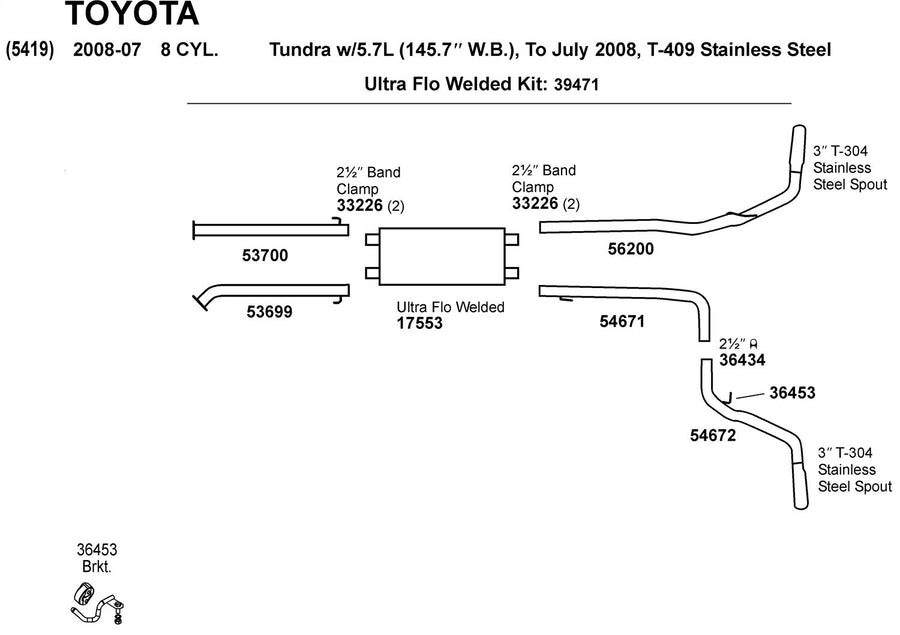 Exhaust Tail Pipe Dynomax 54672 for Toyota Tundra