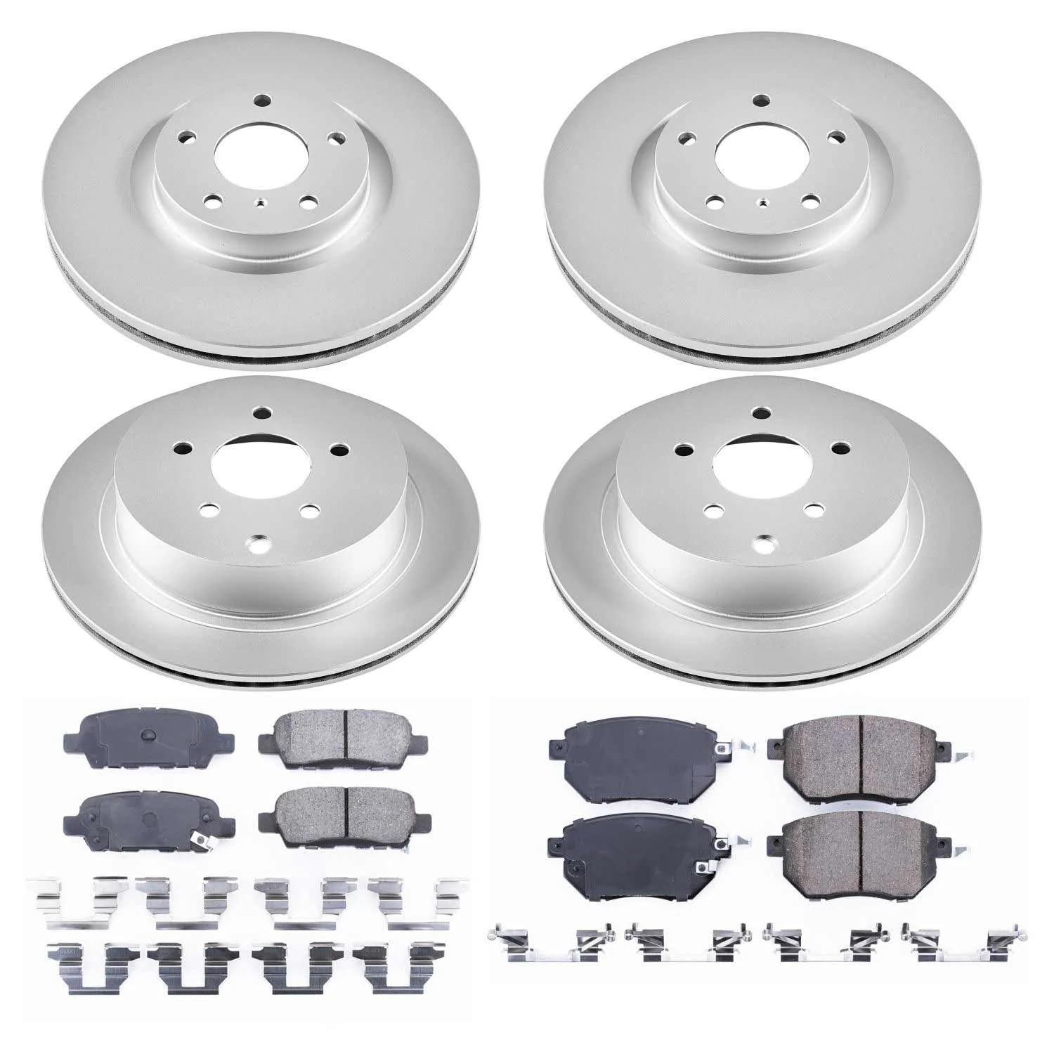 Power Stop Coated Brake Rotor & Ceramic Brake Pads CRK119- front & rear For Nissan Murano 2006-2007 [Model Specific]