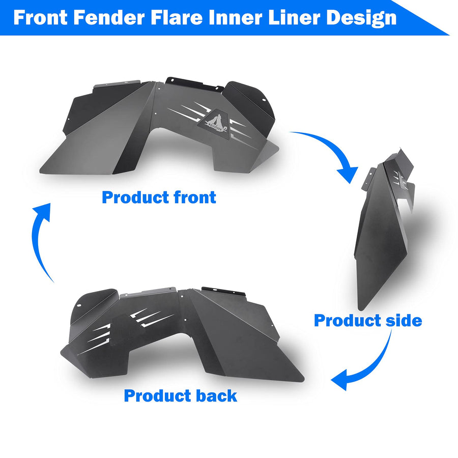 WOLFSTORM Fender Flares Front Liners for 2007-2018 Jeep Wrangler JK/JKU,2 PCS Steel Inner Front Fender Flares Liner Compatible for 2007-2018 Jeep Wrangler JK & JKU,Black