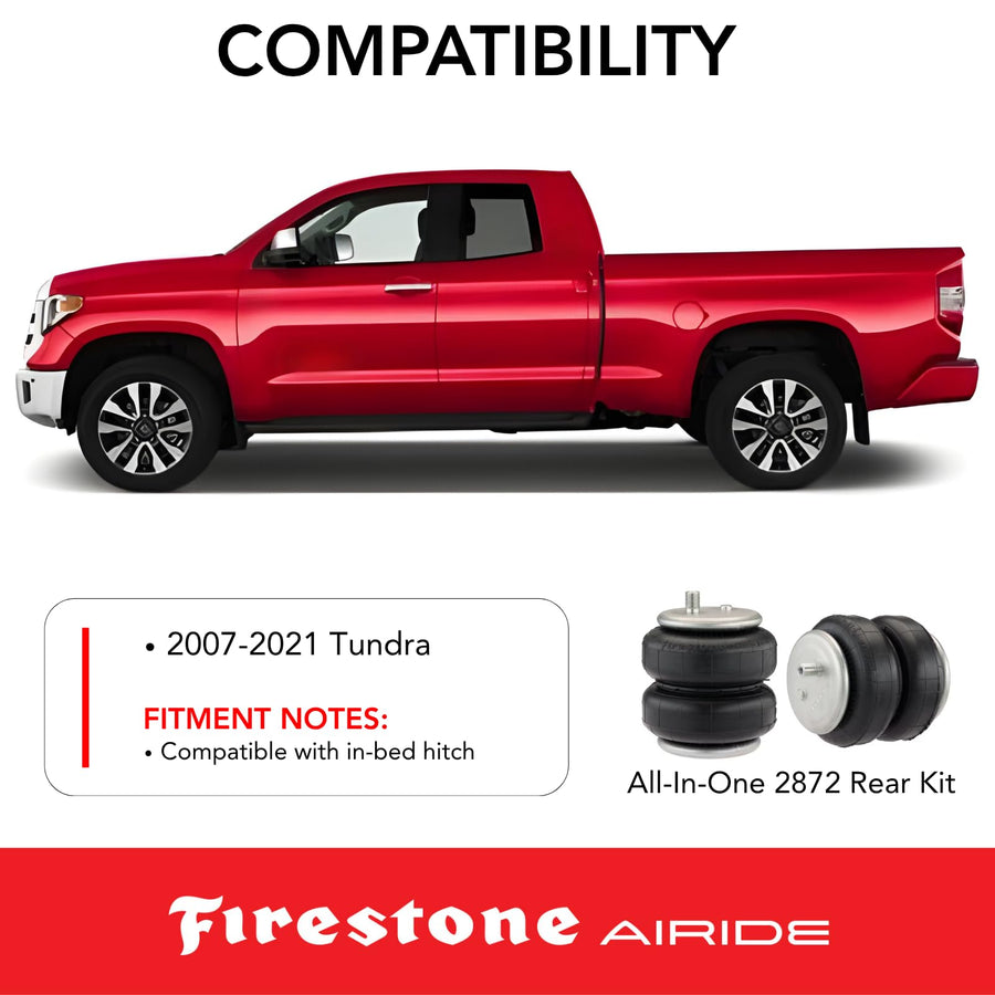 Airide Firestone 2872 All-In-One Wireless Rear Air Spring Kit fits 2007-2021 Tundra | Load Leveling Design | Up to 5,000 lbs Load Capacity | 5-100 PSI | Easy Installation