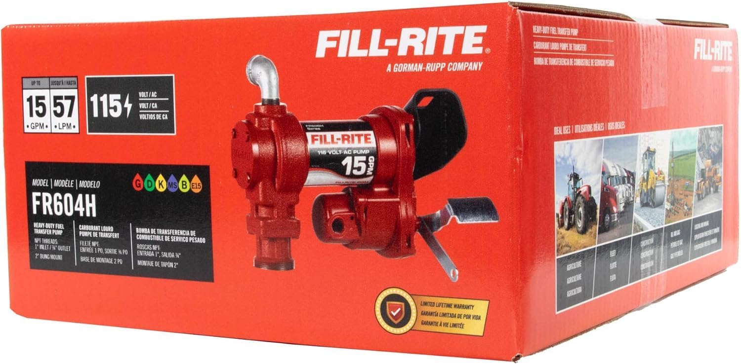 Fill-Rite 115V FR604H 15 GPM Fuel Transfer Pump (Pump Only) | Gasoline, Diesel, Kerosene, Ethanol & Methanol Blends & Biodiesel