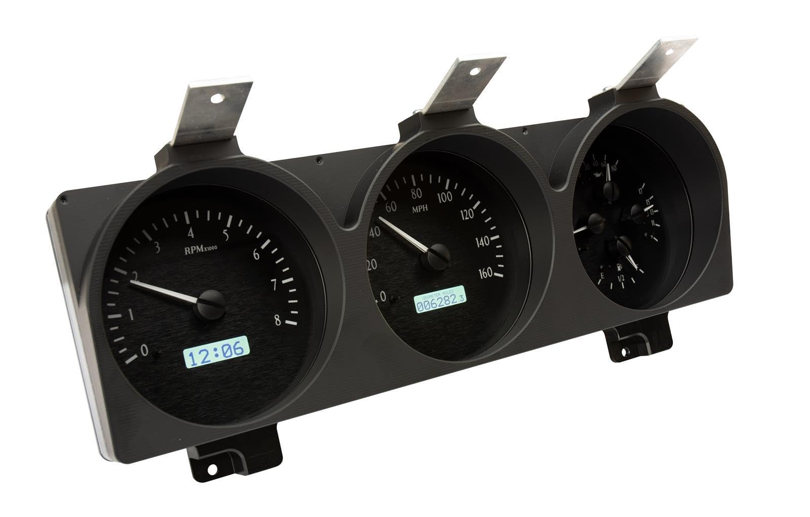 Dakota Digital VHX-81D-PU-K-W Gauge System Analog Dash Compatible with 1981-93 Dodge Full-Size Truck and Ramchargers, Black Alloy Style, White Backlighting
