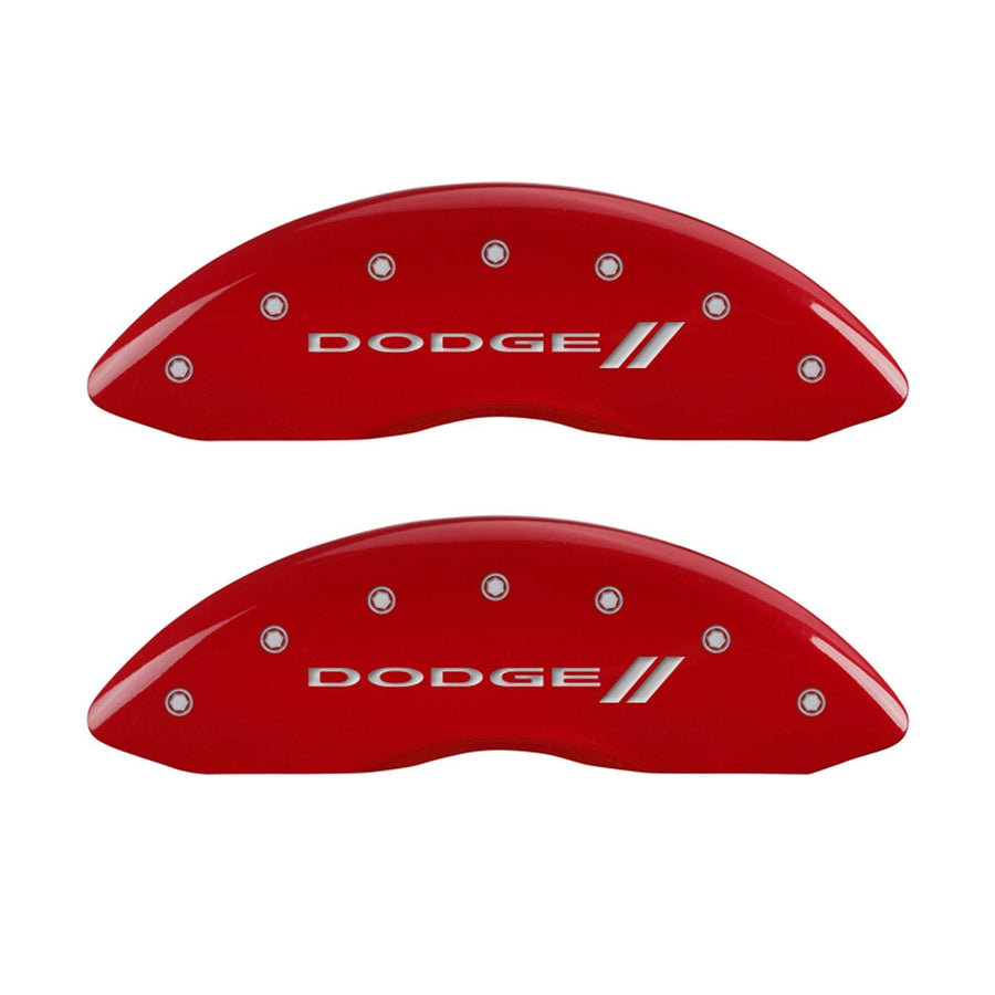 MGP Caliper Covers 'Dodge ll' 12134SDD3RD Engraved Caliper Cover with Red Powder Coat Finish and Silver Characters, (Set of 4)