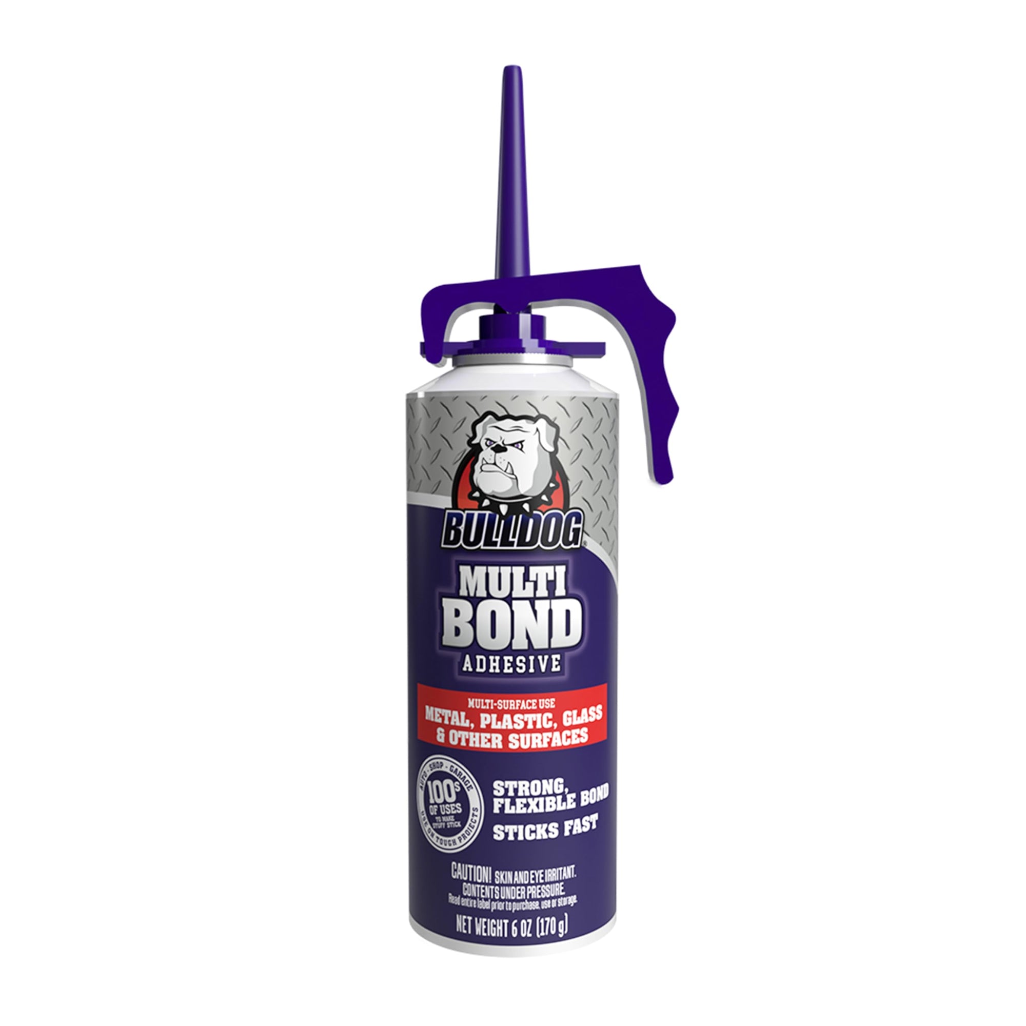 Multi-Bond Bulldog Adhesive, 6 oz., White, Ideal for Hundreds of Shop and Garage Applications, Fast-Drying, Works on Wet Surfaces, Ideal for Metal, Fiberglass and Brick Adhesive