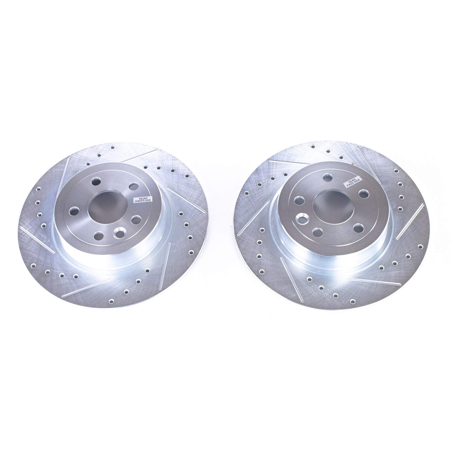 Rear Brake Rotor Pair Power Stop EBR1654XPR Drilled and Slotted For Land Rover Range Rover Evoque 2016-2019 [Model Specific]