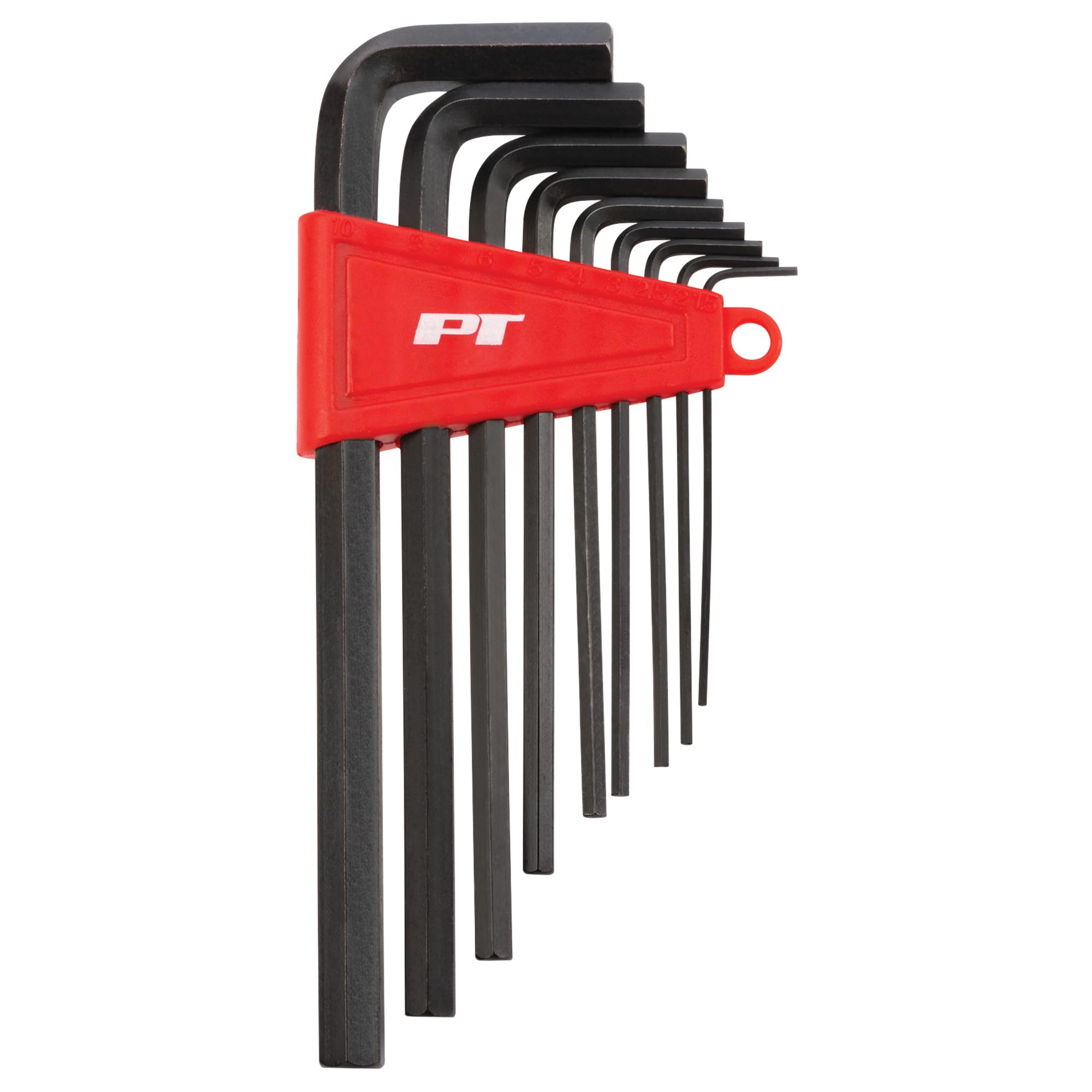 Hex Key Set Performance Tool W1394 Heat Treated Alloy Steel Long Shank with Storage Holder, Metric Sizes: 15mm to 10mm