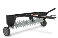 40 inch Agri-Fab Tow Behind Spike Aerator for Aerating Lawns; 10 Galvanized Steel Spike Disks, Universal Hitch, Black