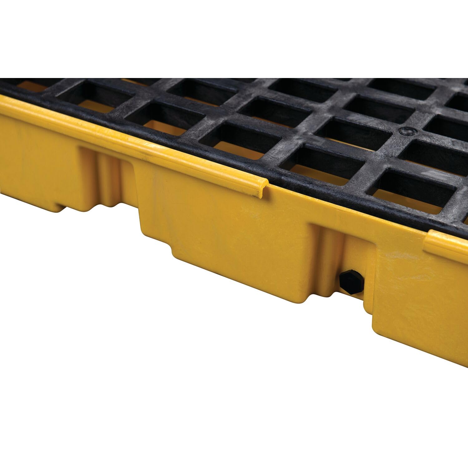 4 Drum Eagle Spill Platform with Drain and Forklift Pockets, 103.5"x26.5"x6.5", 60.5 Gallon Sump, 10,000 lbs. Load Capacity Containment Tray, Made in USA, Yellow, 1647D