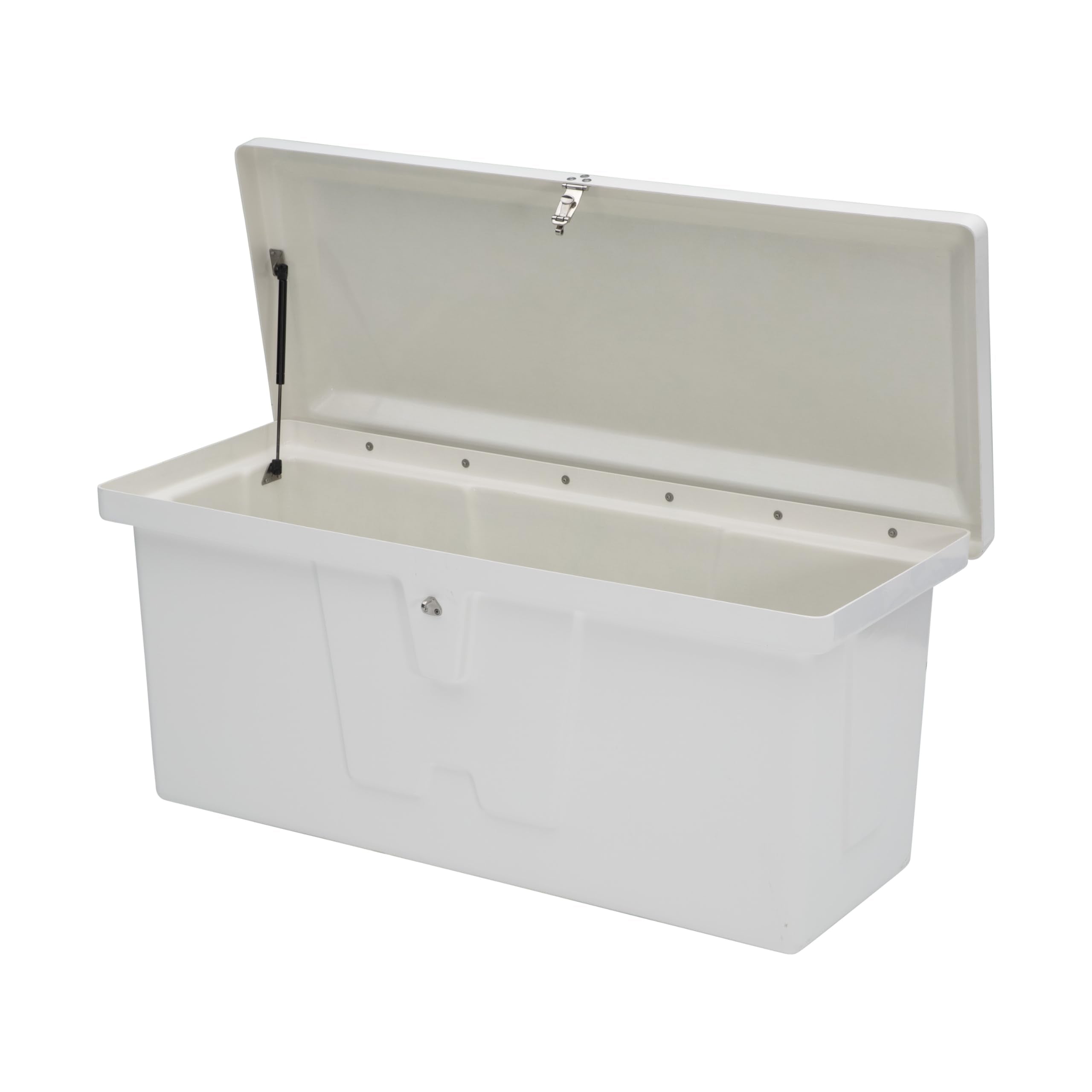 Stow 'N Go Taylor Made Small Fiberglass Dock Box, White (24"H x 54"W x 22"D) – Fiberglass construction, UV gelcoat finish, stainless steel lockable latch and hardware – 2020108652