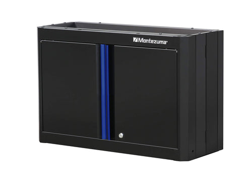 Garage Tool Storage System Montezuma - 30.5 x 12" Locking 2 Door Wall Cabinet with Magnetic Latches & Black Powder Coat Finish - BKMG30202WC