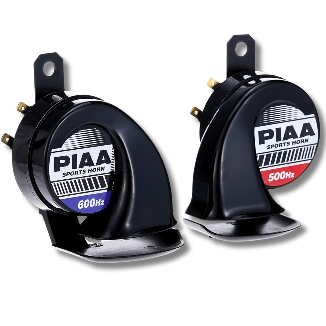 PIAA Universal Loud Horn 85112 for Car Truck Motorcycle SUV UTV ATV Van Sports High Tone 500hz + 600hz 115dB Truck Horns for Pickups Replacement Kit (Pack of 2)
