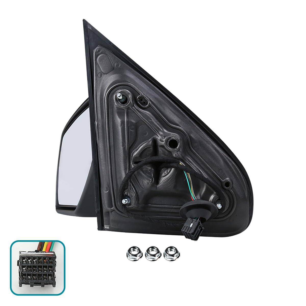 Chrome Power Heated Mirror Spec-D Tuning Left Driver Side w/Puddle Light Compatible with 2014-2018 Chevy Silverado, GMC Sierra