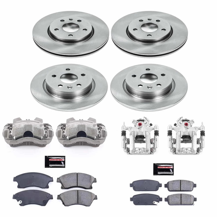 Power Stop Autospecialty KCOE5551 Front & Rear Caliper Brake Kit- Brake Rotors, Ceramic Brake Pads and Brake Calipers