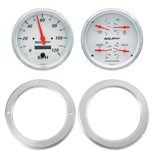 AutoMeter Dash Kit Direct Fit, 2 Pc, Chevy Truck 54-55, 2 X 5, Arctic White (7037-03)