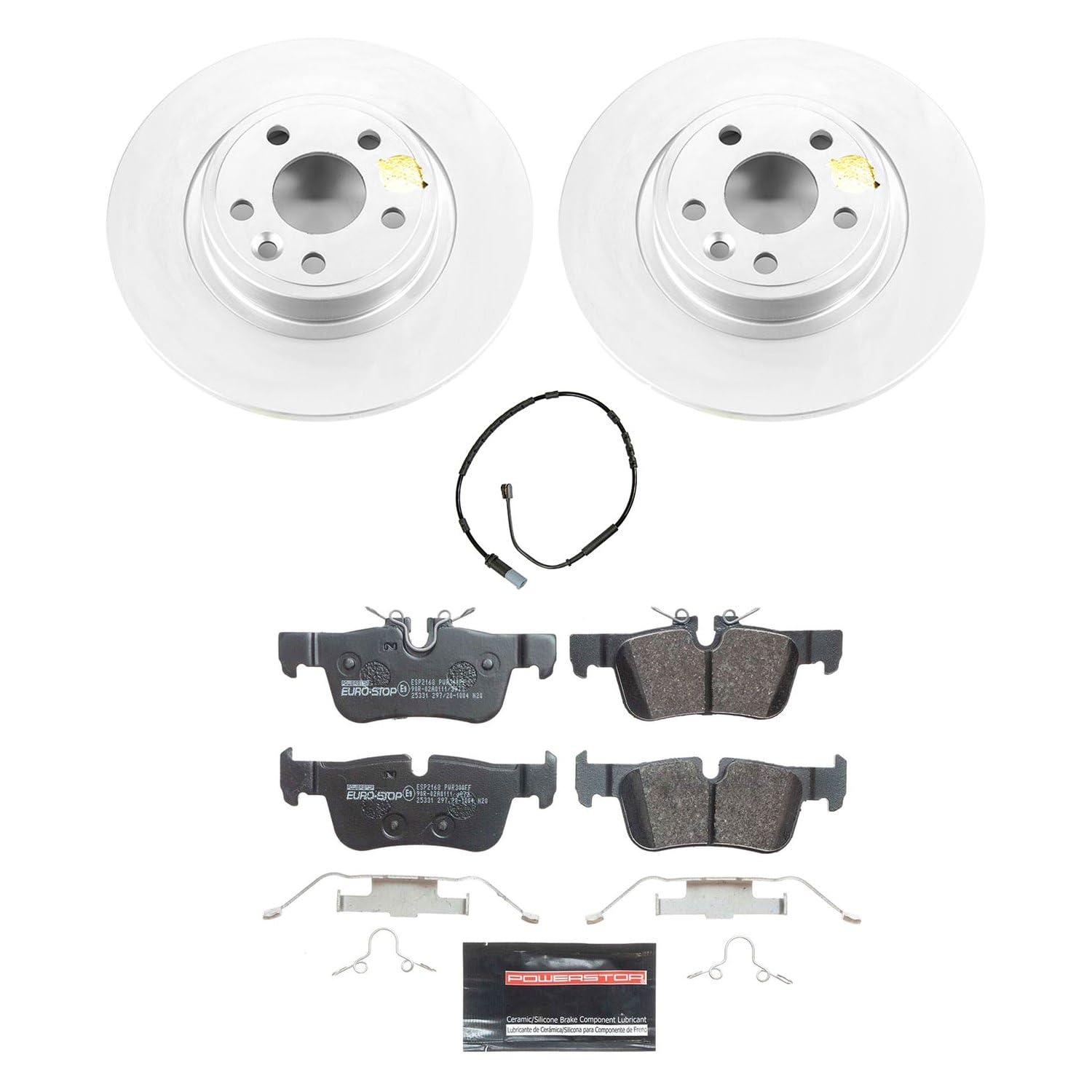 Euro-Stop Power Stop ESK8110 Rear Brake Kit- Coated Brake Rotors & Ceramic Brake Pads For BMW i3 2014-2021, BMW i3s 2018-2021 [Model Specific]