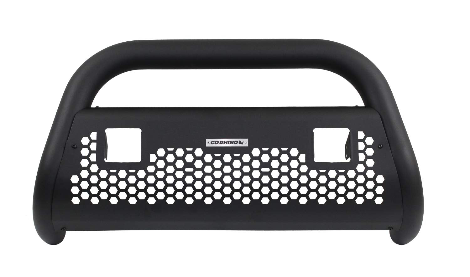 RC2 Bull Bar Go Rhino w/Holes for Two 3x3 LED Cube Lights | Mild Steel, Textured Black | 55326T