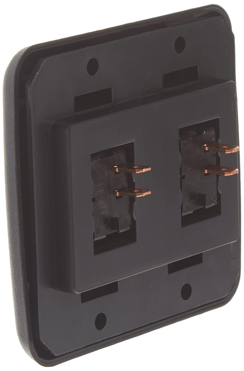 Black JR Products Double SPST On-Off Switch with Bezel 12235