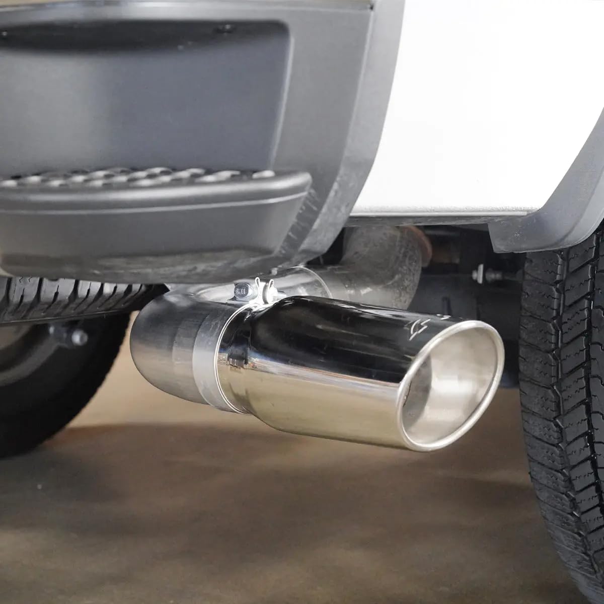 117020100-304 PPE SS Straight Cut Clamp-On Polished Exhaust Tip With Tailpipe Section