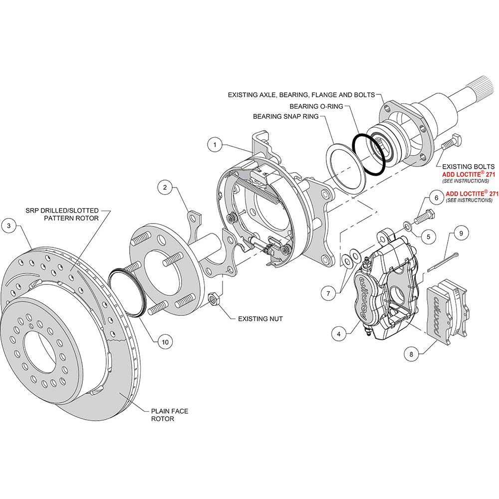 WILWOOD 140-10767 Mopar/Dana P/S Park Brake Kit 2.50" Off, w/Snap Ring Brng