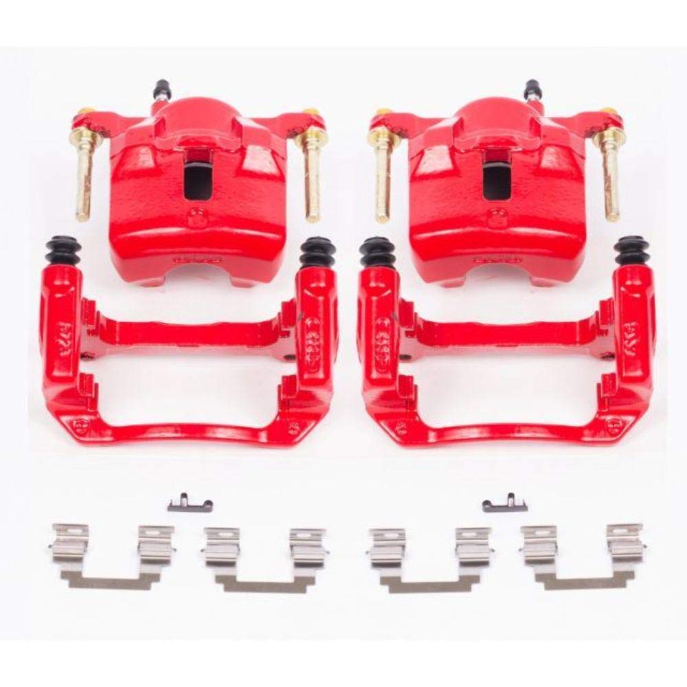 Power Stop Pair of High-Temp Red Powder Coated Calipers Front For Pontiac Vibe 2003-2008, Toyota Corolla 2003-2008, Toyota Matrix 2003-2008 [Model Specific]