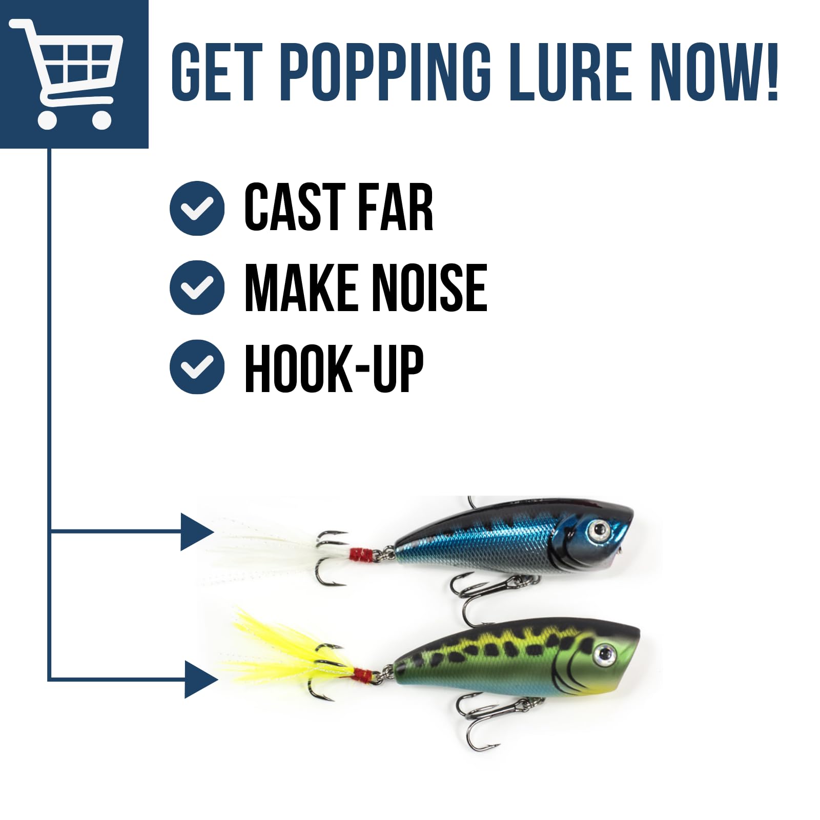 Impact Lunkerhunt Crush | Popper Fishing Lure, Hard Bait Fishing Lure for Bass Fishing | Popping Action to Attract Trout and Pike | Fresh and Saltwater Fishing Lure