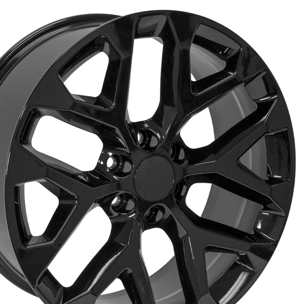 22x9 OE Wheels CV98B Snowflake Wheels - Gloss Black 22 Inch Rims, 6x139.7 Wheels - Optional TPMS & 285/45R22 Tires and Rims Packages - Fits GM Trucks & SUVs (Single Rim)