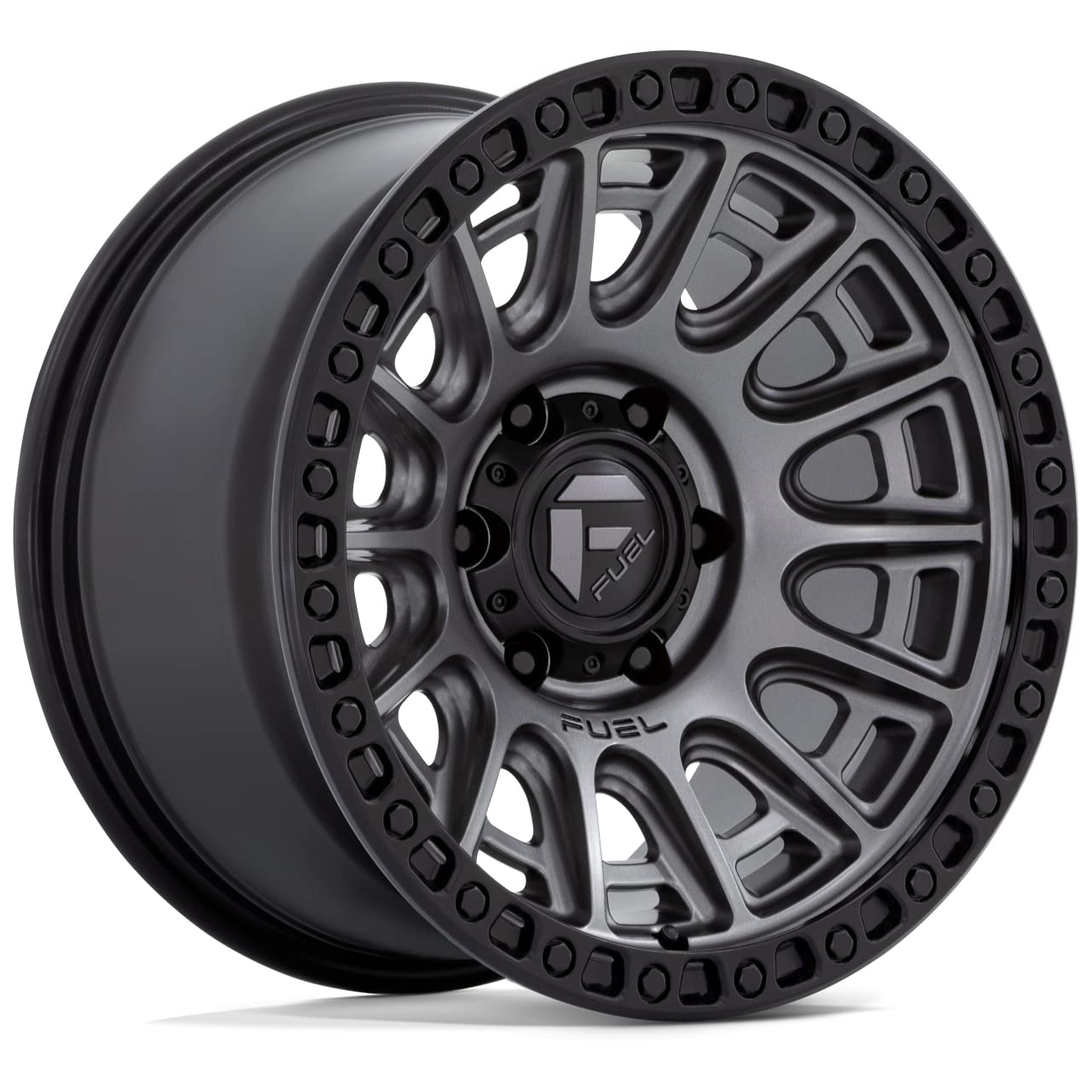 17X8.5 FUEL OFF-ROAD CYCLE 6X4.5 6.09 34mm MATTE GUNMETAL WITH BLACK RING - D83517858760