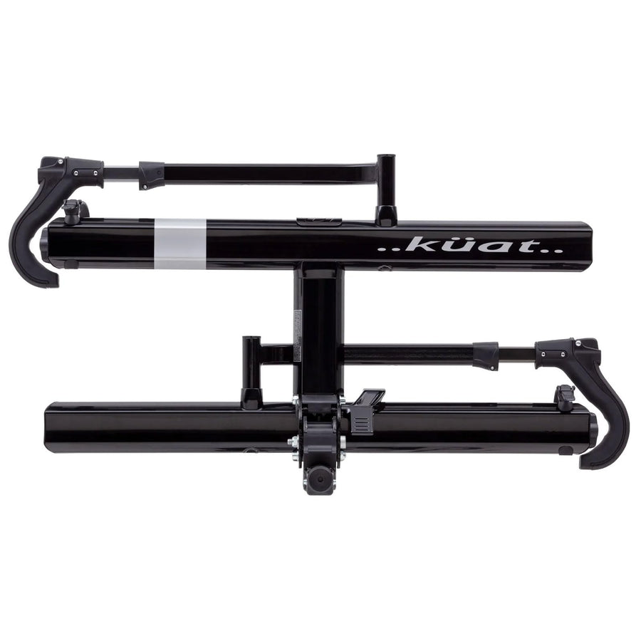 KUAT 2.0 Sherpa Durable Lightweight Aluminum Compact 2 Bike Transporting Hitch Rack with Cable Lock & Foldable Tire Cradles | Capacity - 40 Lbs per Tray, Black Metallic & Gray Anodize, 2"