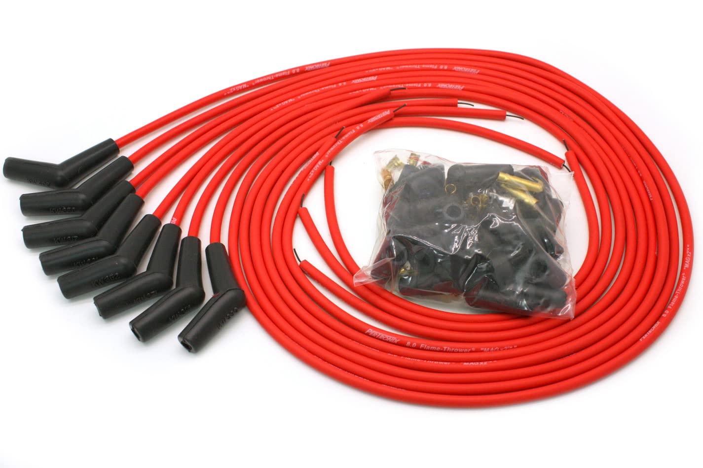 Flame-Thrower Pertronix 808415 Red 8mm 8 Cylinder Spark Plug Wire