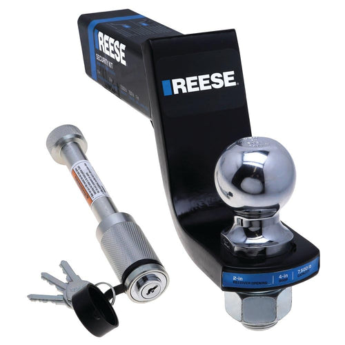 Trailer Hitch Ball Mount Security Kit Reese 21651, Fits 2 Inch Square Receiver, 2 Inch Drop, 0.75 Inch Rise, 7,500 lbs. Capacity, Includes 2 Inch Trailer Hitch Ball and Receiver Lock