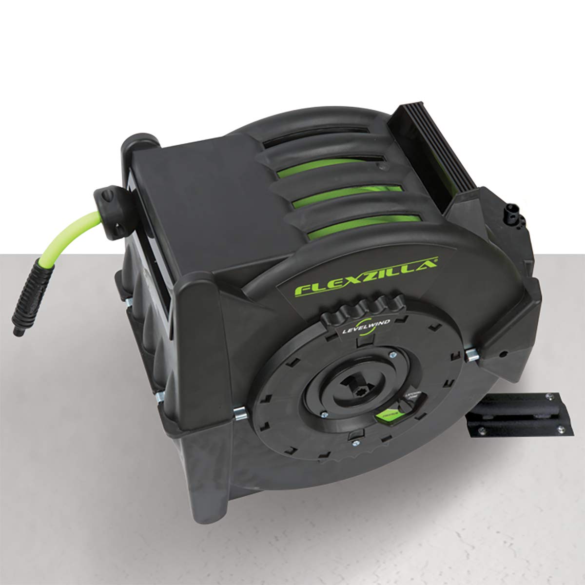 Flexzilla Pro Retractable Levelwind Air Hose Reel, 3/8 in. x 50 ft., Heavy Duty, Lightweight, Hybrid, ZillaGreen - L8305FZ