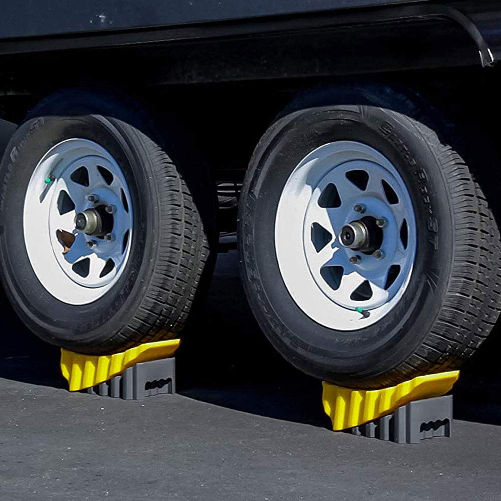 Rv Camco Curved Leveler with Chock - 2 Pack - Easy Drive-On Leveler Adds Up to 4" in Height (44425)