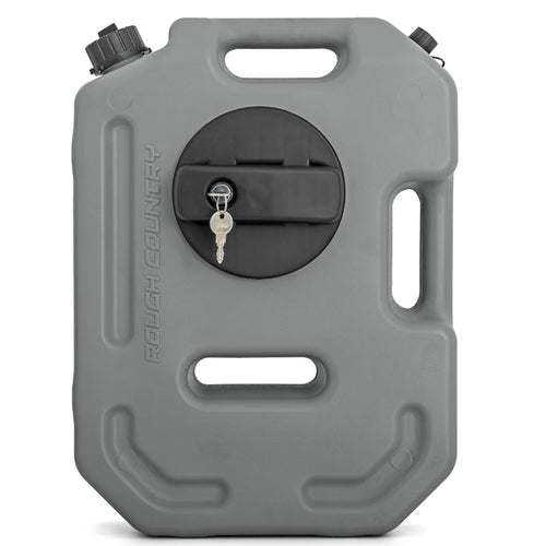 10L Rough Country / 2.6 Gallon Flat Fluid Container w/Lockable Mount - Non-Potable Water & Utility Storage for Trucks, SUV, RV, UTV & Off-Road Vehicles, Gray