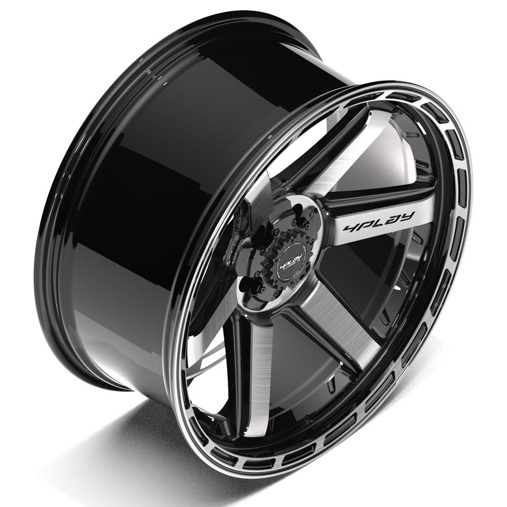 22 Inch 4PLAY Wheels Rim 4P63 Fits 5x127 & 5x139.7 22x10 Gloss Black Brushed with Tinted Clear (1)