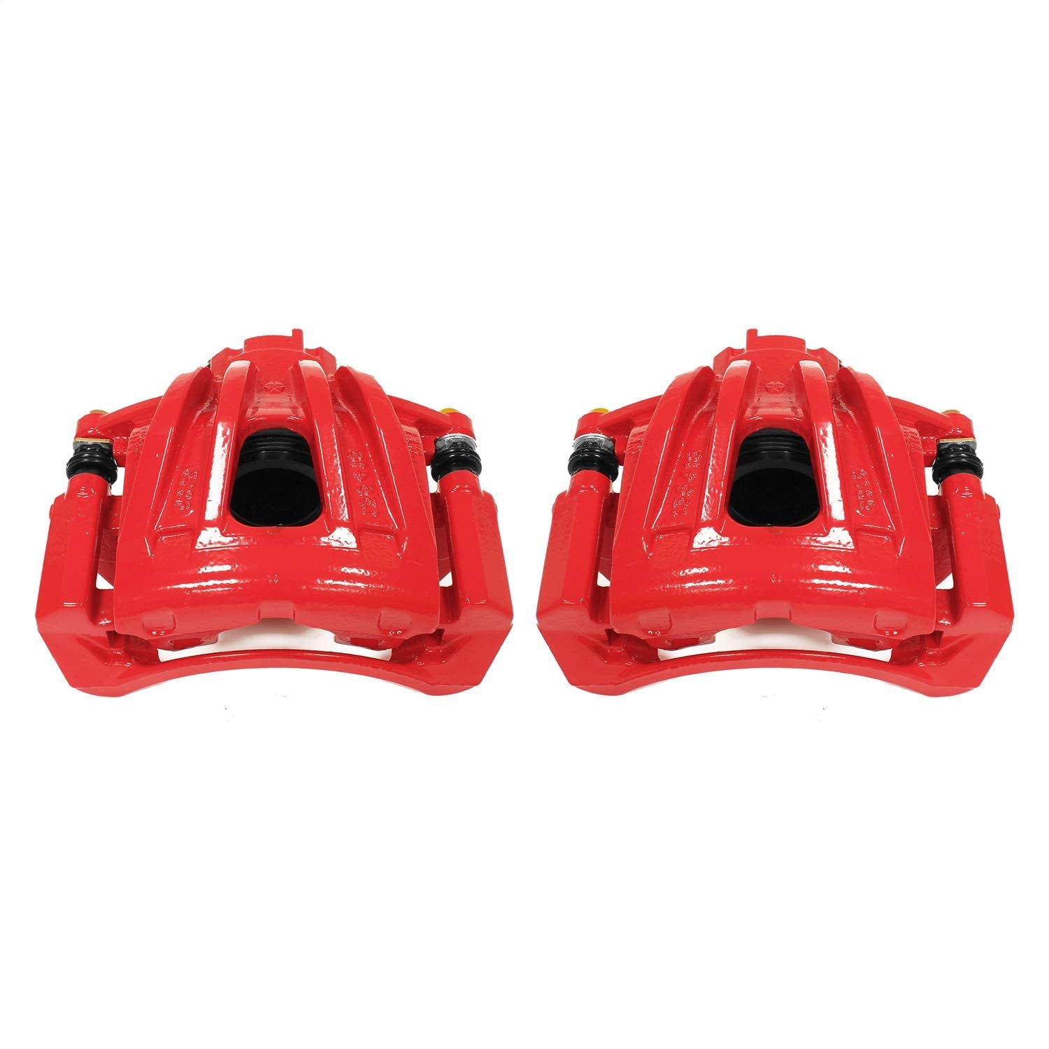 Power Stop S4844 Front Pair of High-Temp Red Powder Coated Calipers For Jeep Liberty 2002-2007 [Model Specific]