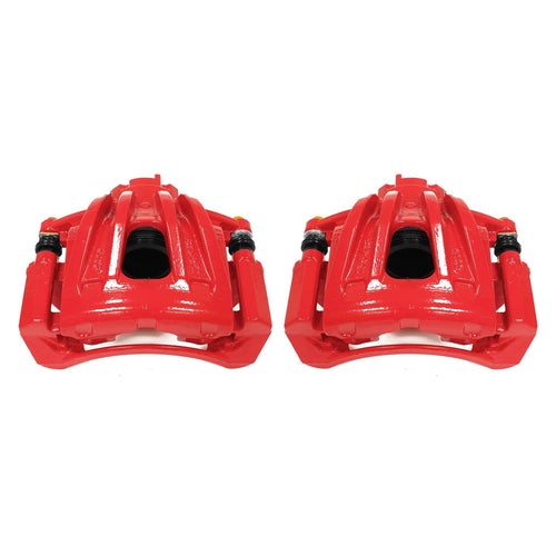 Power Stop S4844 Front Pair of High-Temp Red Powder Coated Calipers For Jeep Liberty 2002-2007 [Model Specific]