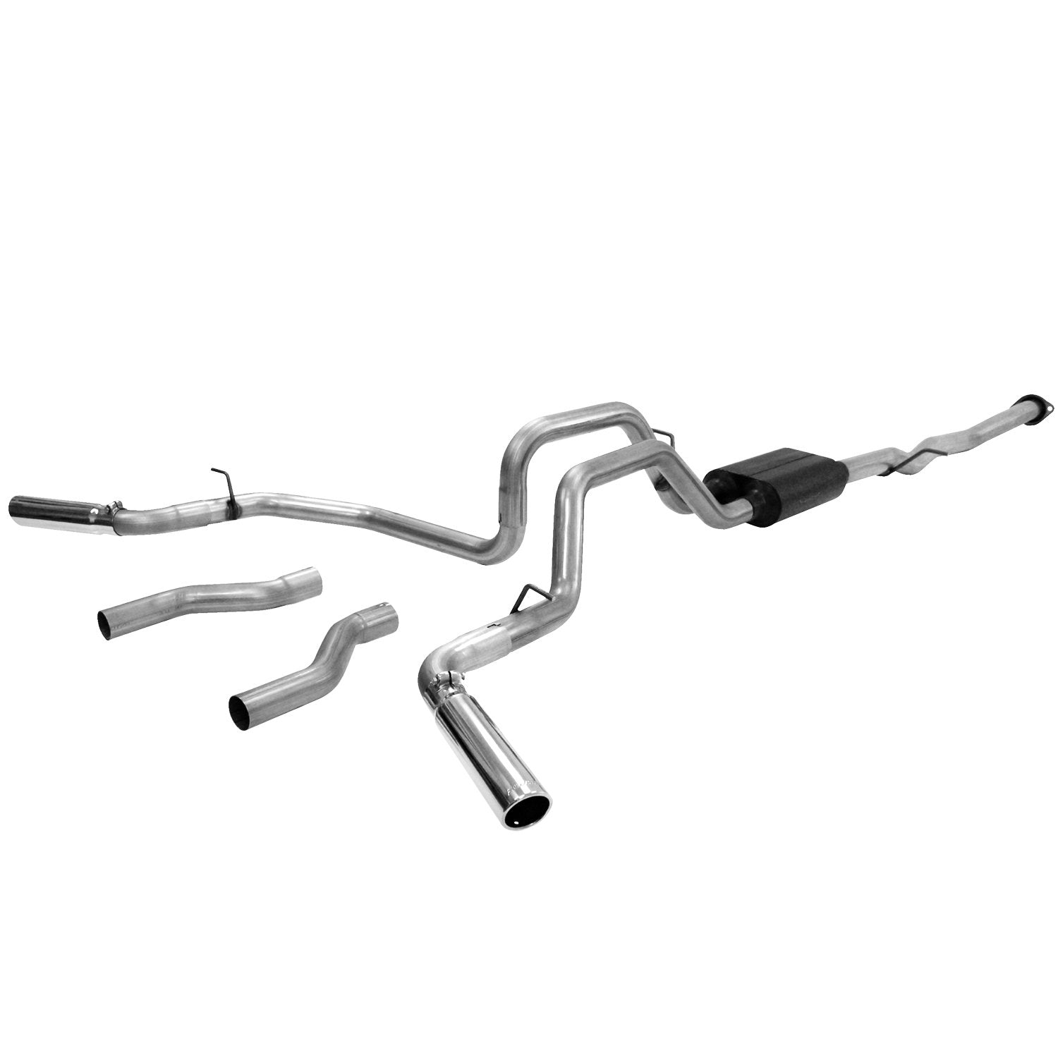 Flowmaster American Thunder 17428 Cat-Back Exhaust Kit Dual 2.5 Inch Aluminized Steel 3 Inch Stainless Tips Compatible with 1999-2007 Chevy Silverado GMC Sierra 1500 4.8L 5.3L Extended Cab Short Bed