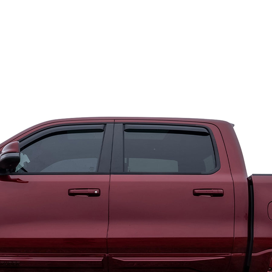 Inside Channel Mount Black Horse Smoke 4 PC Rain Guard Window Visor Sun Deflector Compatible with 2014-2018 Silverado/Sierra 1500 CrewCab|2015-2019 Silverado/Sierra 2500/3500HD CrewCab-14-CHSLCC-14-IN