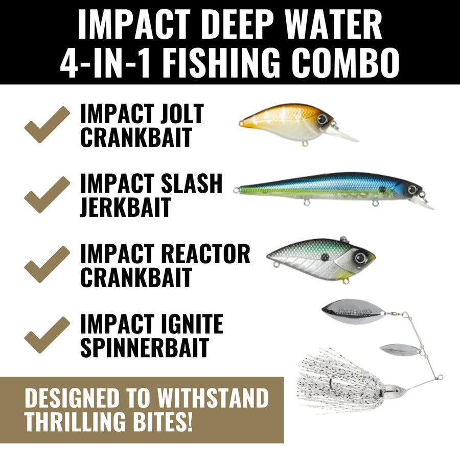 Deep Diving LUNKERHUNT Crankbaits – 4-Pack | Premium Hard Bait Fishing Lures for Bass, Walleye & Saltwater | Ideal for Deep Water Action
