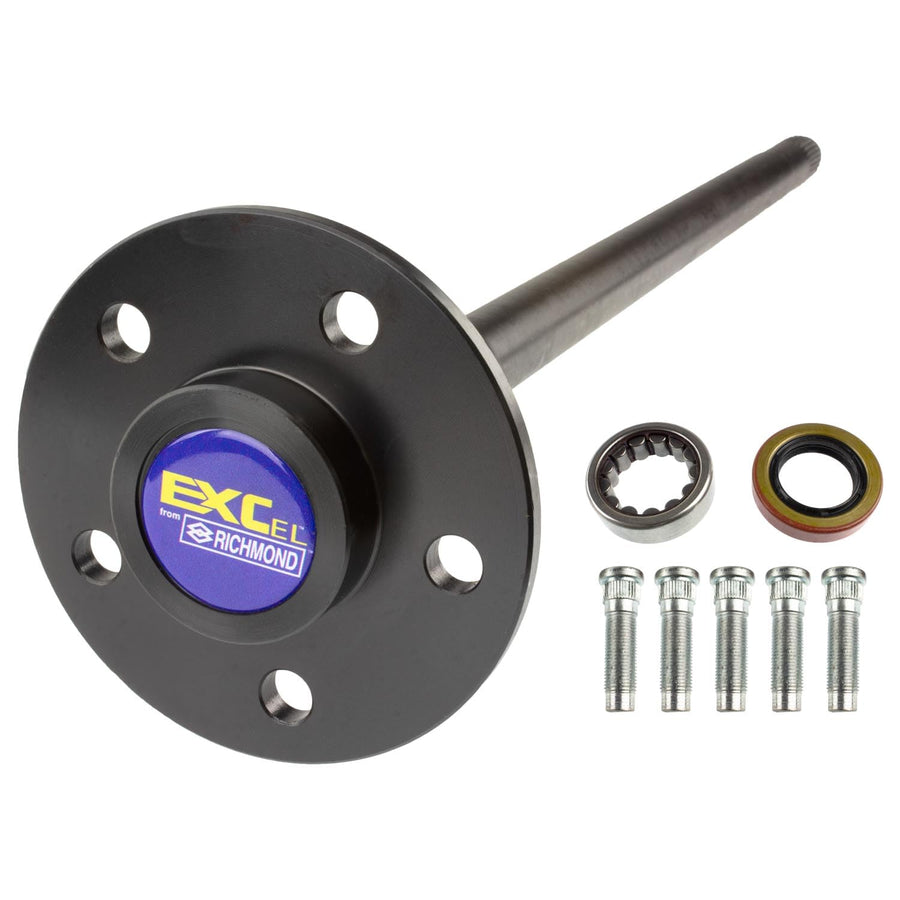 Axle Shaft Assembly EXCel For Ford 7.5", 8.8"; 30.688" Overall Length; 5 X 4.5 Lug Pattern; 28 Spline; Includes Bearing, Seal And Studs; Abs Ring Not Included - Press Off Old Ring And Reinstall